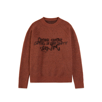 Lettering Warm Wool Knitted Sweater
