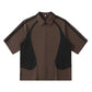 Brown Technical Stitching Sleeve Shirt