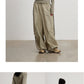 Khaki Contrasting Edge Super Wide Pants