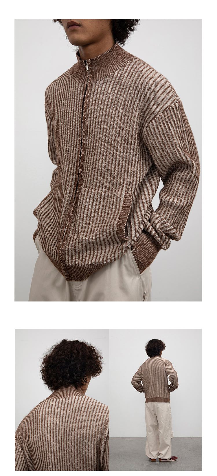 Zip Knit Cardigan Texture Kengwen Sweater - FW22 CryingCenter